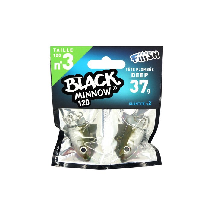 Têtes Plombées Black Minnow Taille N°3 120mm 37g PACK