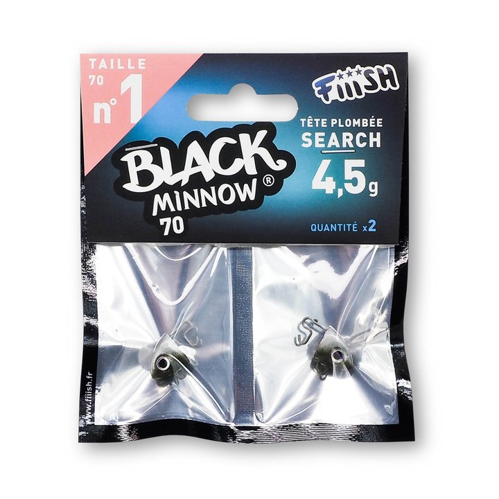 [BM036] Têtes Plombées Black Minnow Taille N°1 70mm  (3 g)