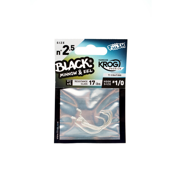 Hameçons Black Minnow Taille N°2.5 105mm 4Pcs 