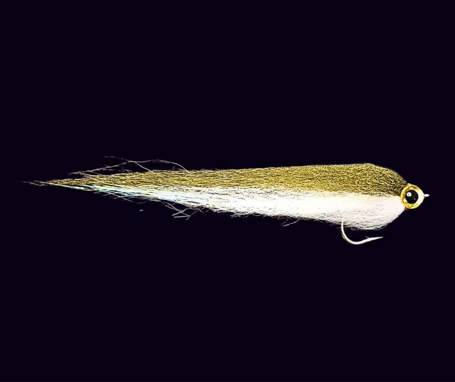 [LBM SeaBass Nayat 120 dos Olive / irisé vnetre blanc] Seabass Nayat 120 LB Mouches (Dos Olive / irisé ventre blanc)